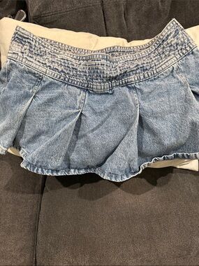 Garage Light Blue Denim Pleated Skort